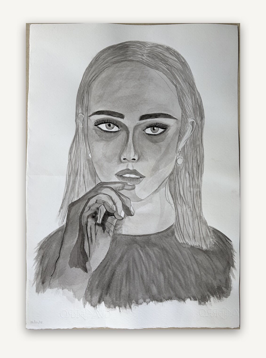 Roxslinger — tinta sobre papel de algodón de Nuza, retrato